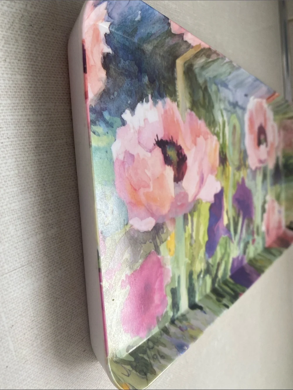 Made in Italy trinket vanity serving Tray Melamine Floral Multi Colored Vintage